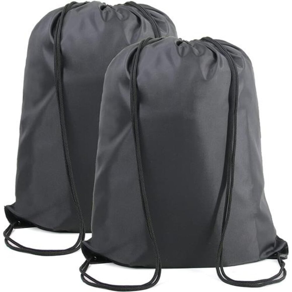 Black Drawstring Backpack Bags Bulk 2 Pack X-Large 22.4" L x 17.5" W Sports Sack